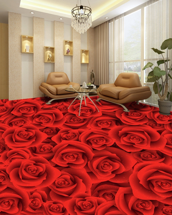 sàn nhà 3D với cả vườn hồng tỏa sáng