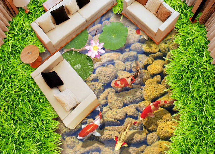 mẫu sàn nhà 3D với hình hồ cá