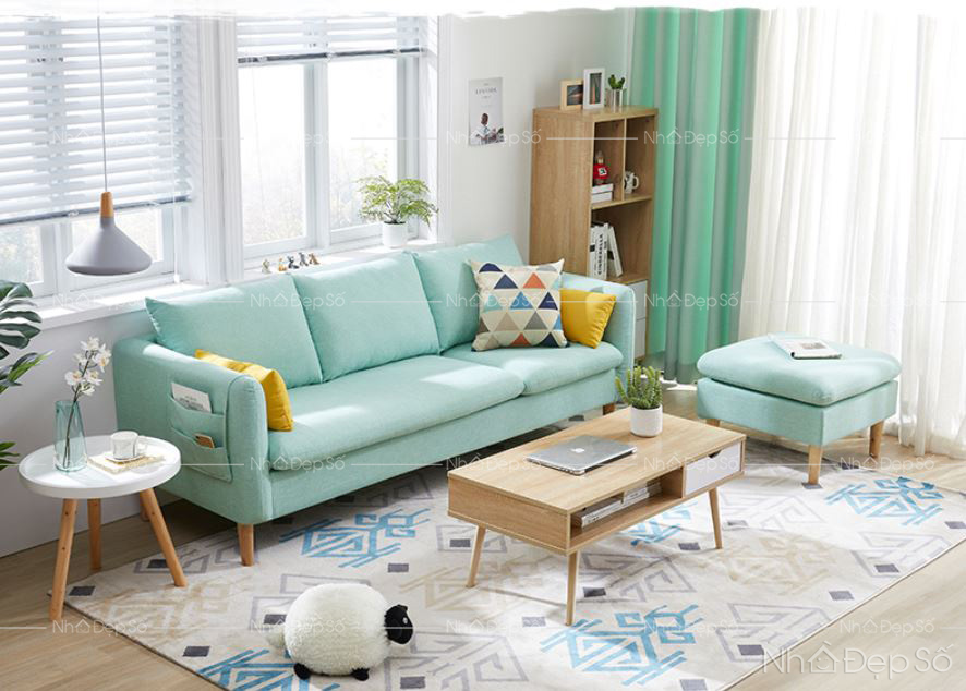 Sofa mang phong cách Scandinavian cho phòng khách căn hộ.