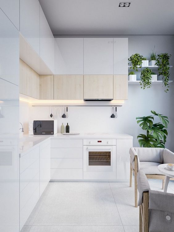 [BST] Tủ bếp màu trắng kết hợp vân gỗ hiện đại tuyệt đẹp 19