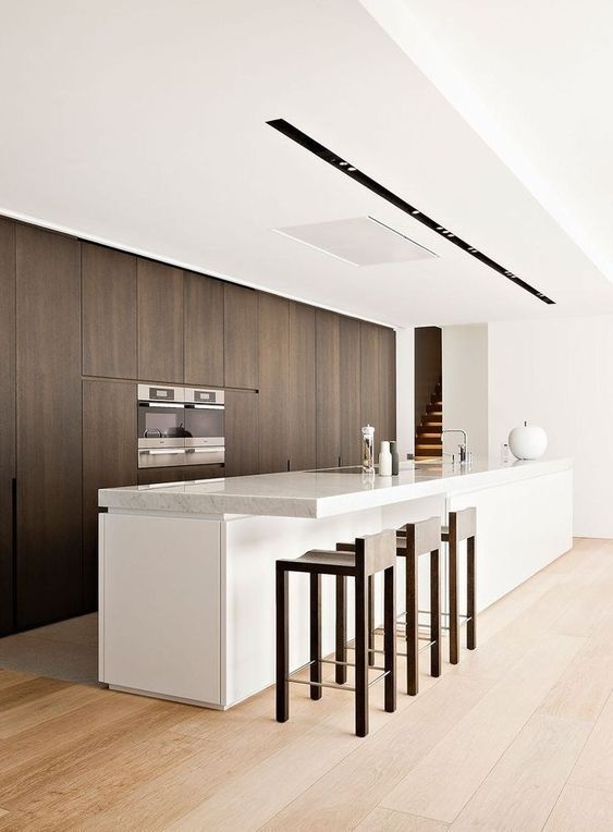 [BST] Tủ bếp màu trắng kết hợp vân gỗ hiện đại tuyệt đẹp 22