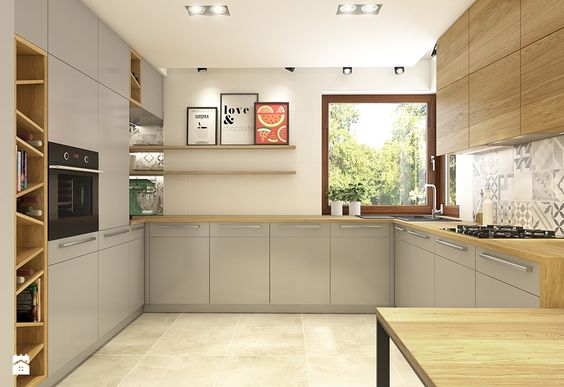 [BST] Tủ bếp màu trắng kết hợp vân gỗ hiện đại tuyệt đẹp 61