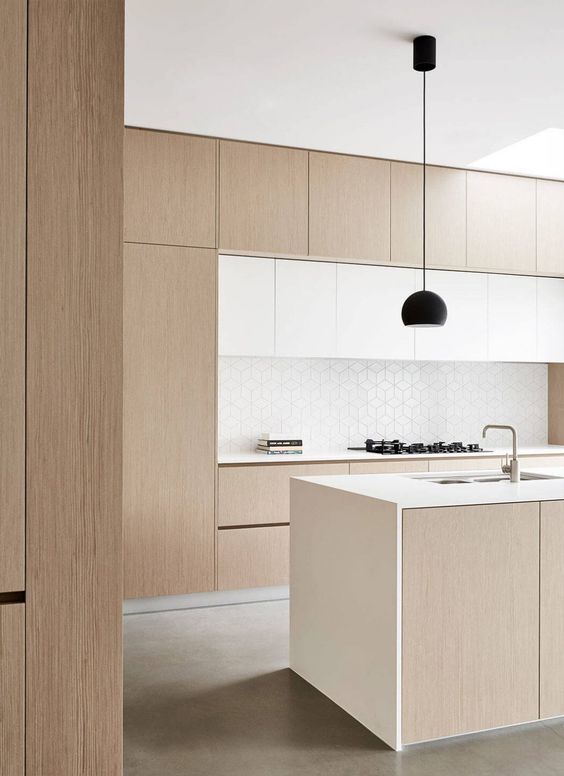 [BST] Tủ bếp màu trắng kết hợp vân gỗ hiện đại tuyệt đẹp 39