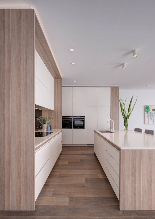 [BST] Tủ bếp màu trắng kết hợp vân gỗ hiện đại tuyệt đẹp 31