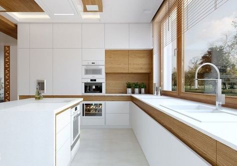 [BST] Tủ bếp màu trắng kết hợp vân gỗ hiện đại tuyệt đẹp 35