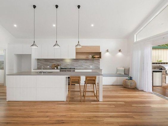 [BST] Tủ bếp màu trắng kết hợp vân gỗ hiện đại tuyệt đẹp 6