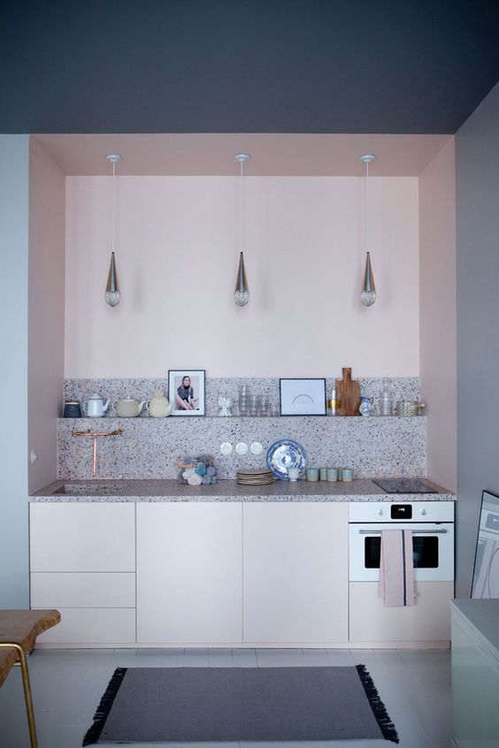 [BST] Tủ bếp màu pastel làm tươi mới không gian bếp 117