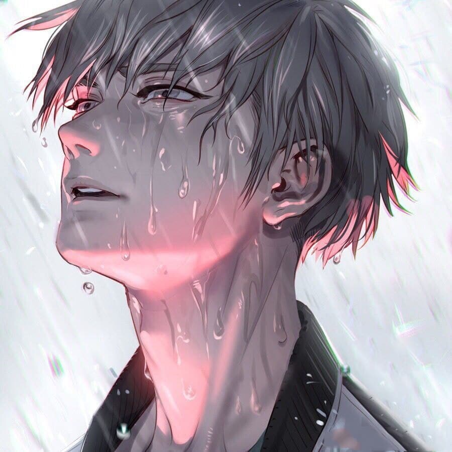 Ảnh anime nam khóc dưới mưa