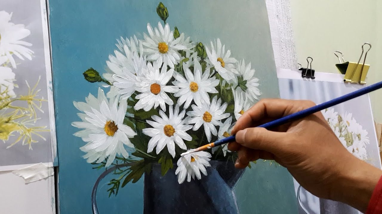 Vẽ hoa cúc đơn giản