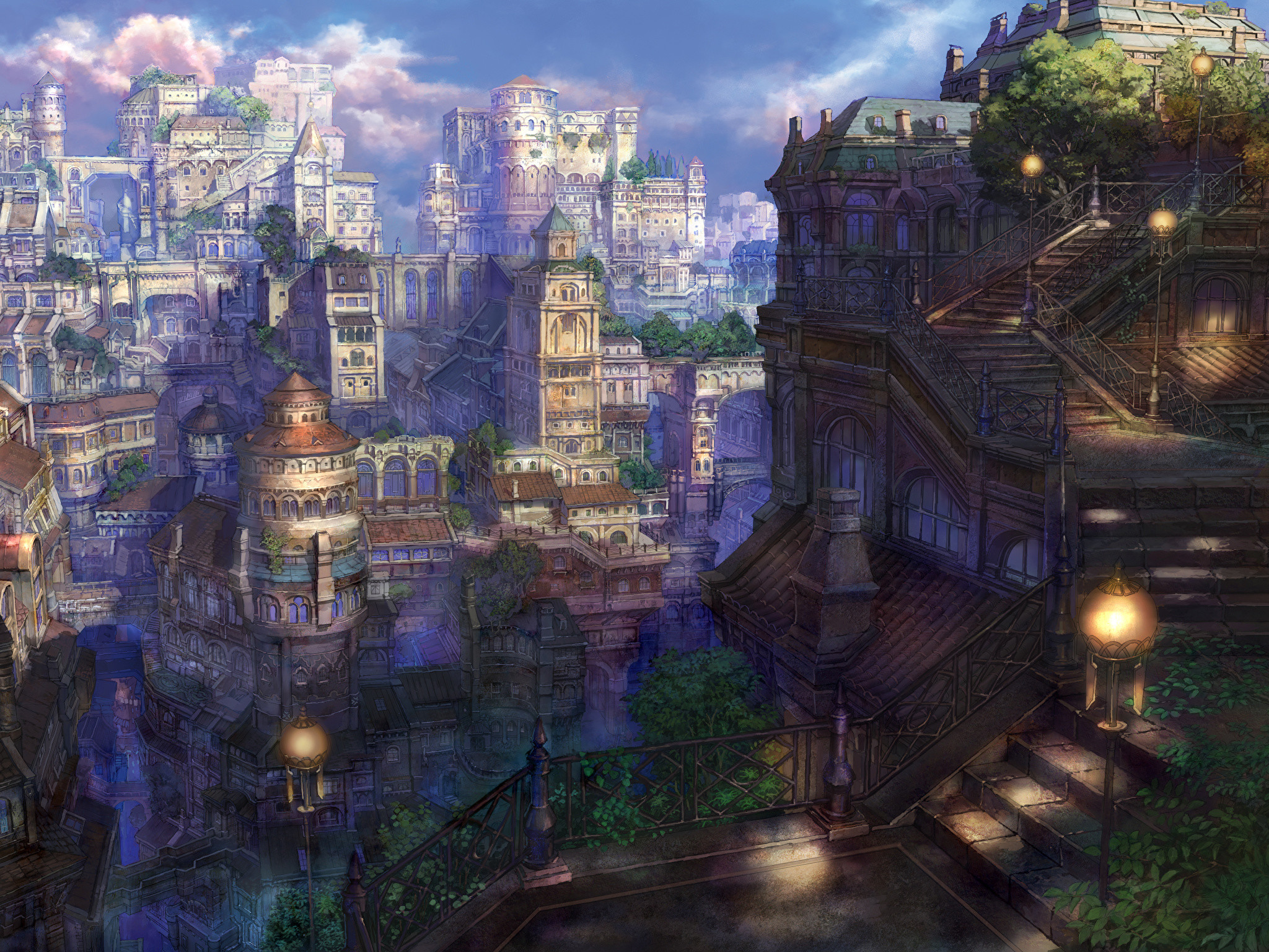 Hình vẽ anime về thành phố trong truyện tranh