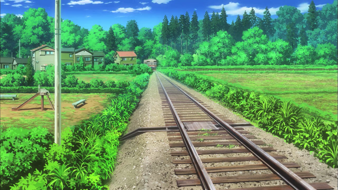 Hình vẽ anime đồng ruộng làng quê