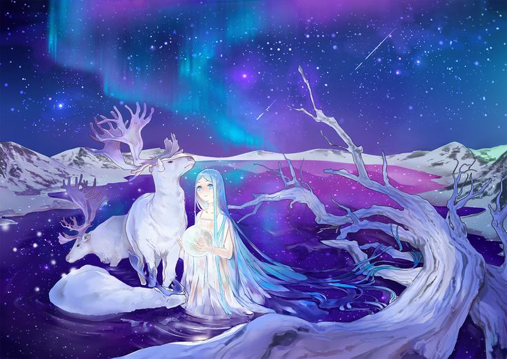Hình vẽ anime thiên nhiên và con người trong bầu trời đêm đầy sao