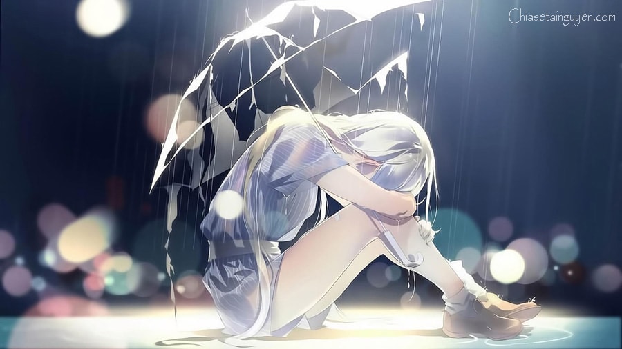 Ảnh anime khóc vô mưa