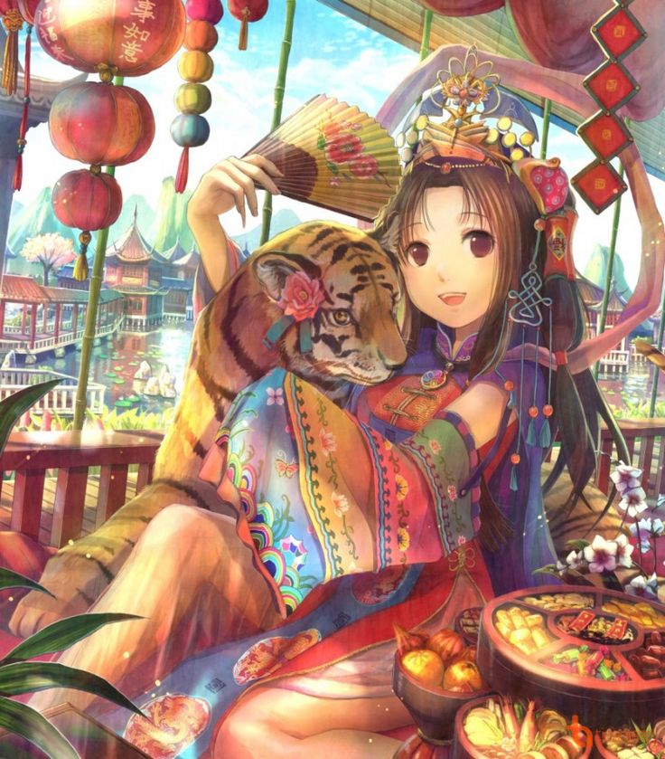 Hình hình họa anime nữ cổ trang Trung Quốc
