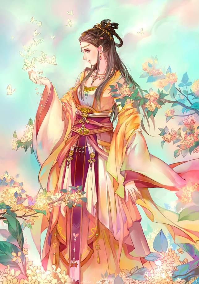 Hình hình họa anime nữ cổ trang Trung Quốc