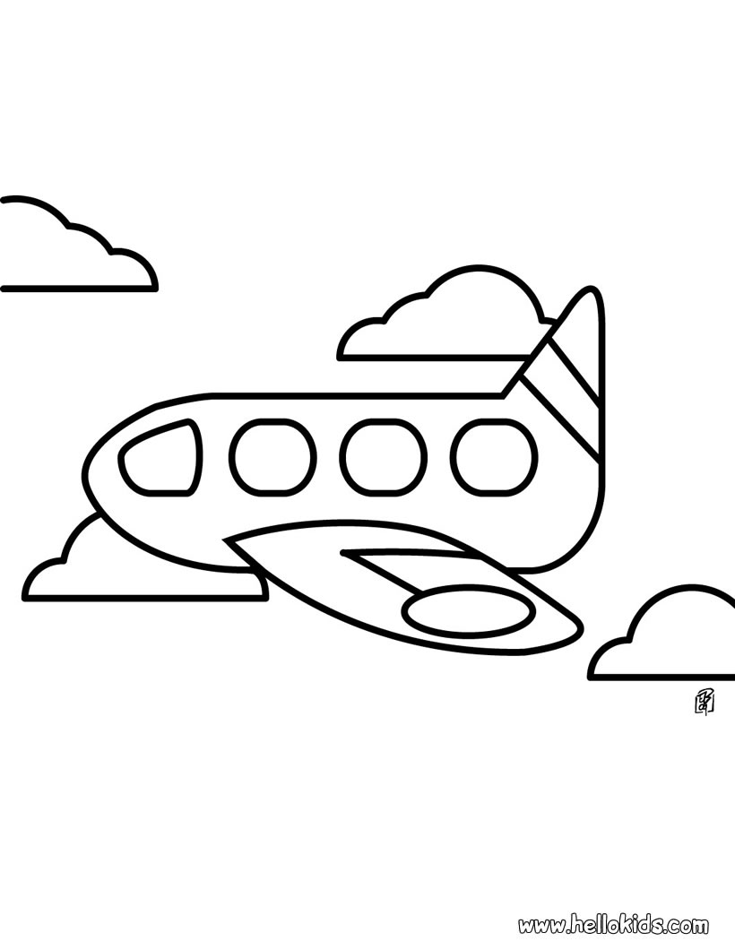 Tranh tô màu hình máy bay cho bé