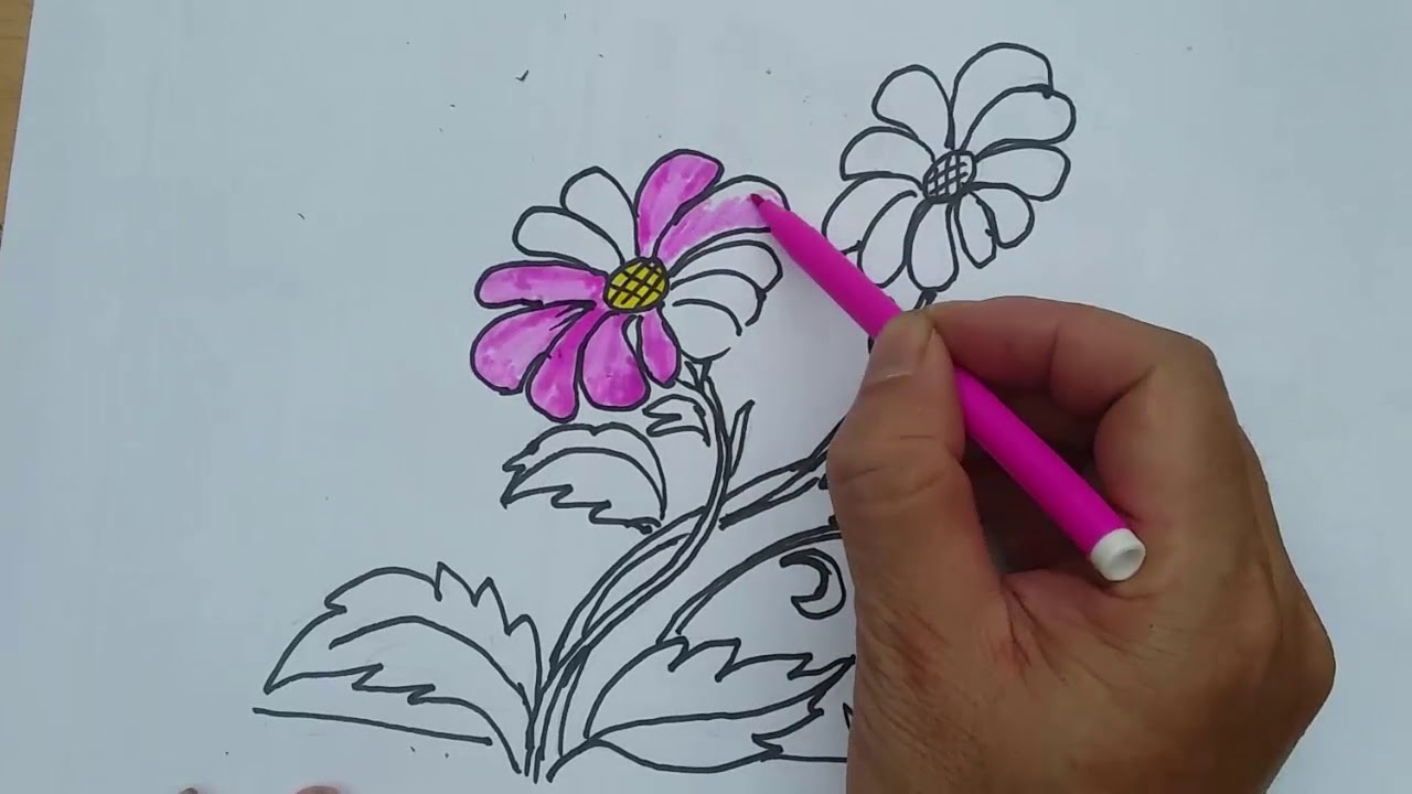 Vẽ hoa đơn giản cute