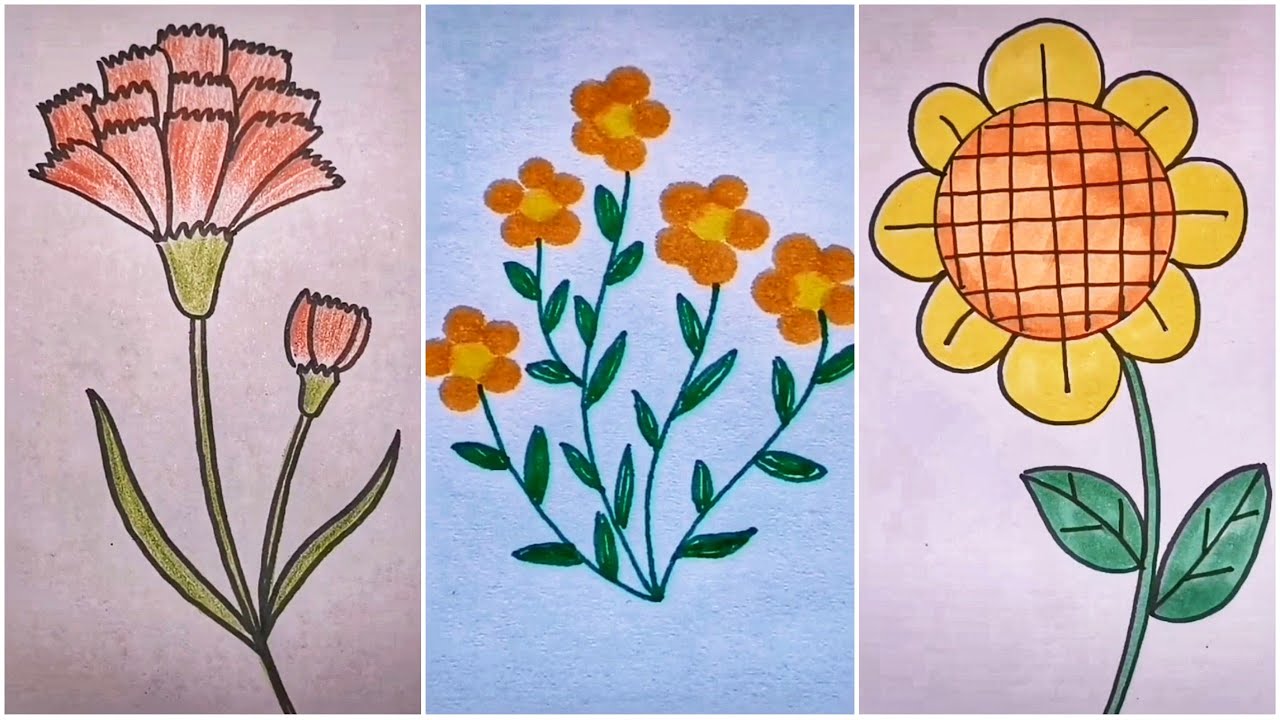 Tải tranh tô màu hình bông hoa đơn giản cho bé tập làm quen
