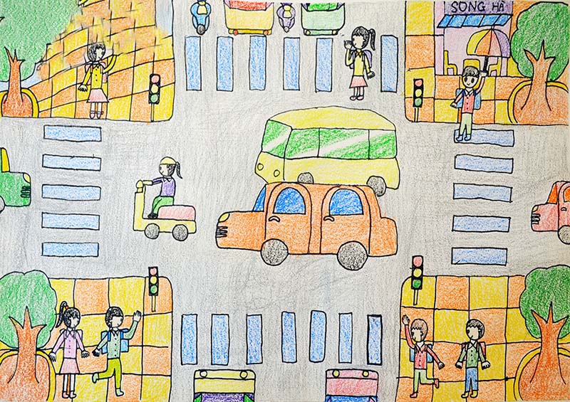 Hướng dẫn bài vẽ an toàn giao thông lớp 7 đơn giản và dễ hiểu