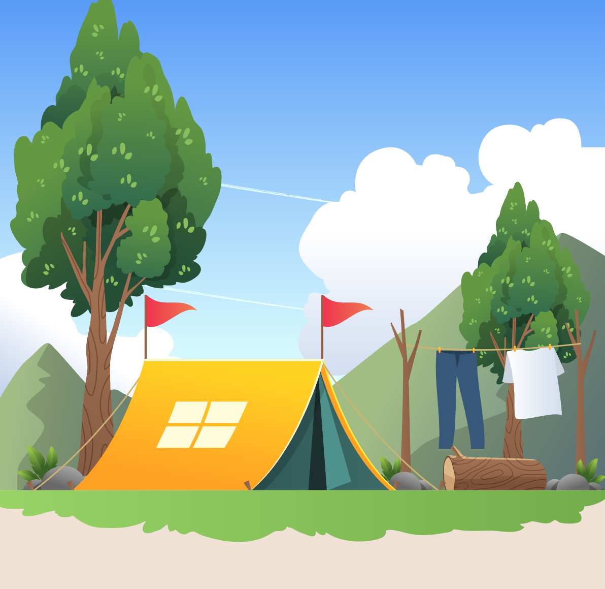 Tranh lều trại đơn giản